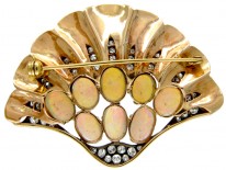 Opal & Diamond Shell Brooch