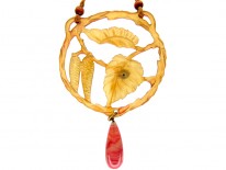 Carved Horn Art Nouveau Pendant with Ladybird