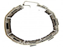 Art Deco Onyx & Paste Silver Bracelet