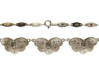 Theodor Farhner Silver ​& Marcasite Art Deco Butterfly Design Necklace