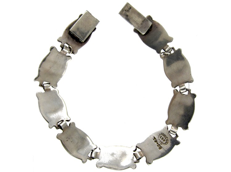 Silver Chagreen Enamel Effect Bracelet