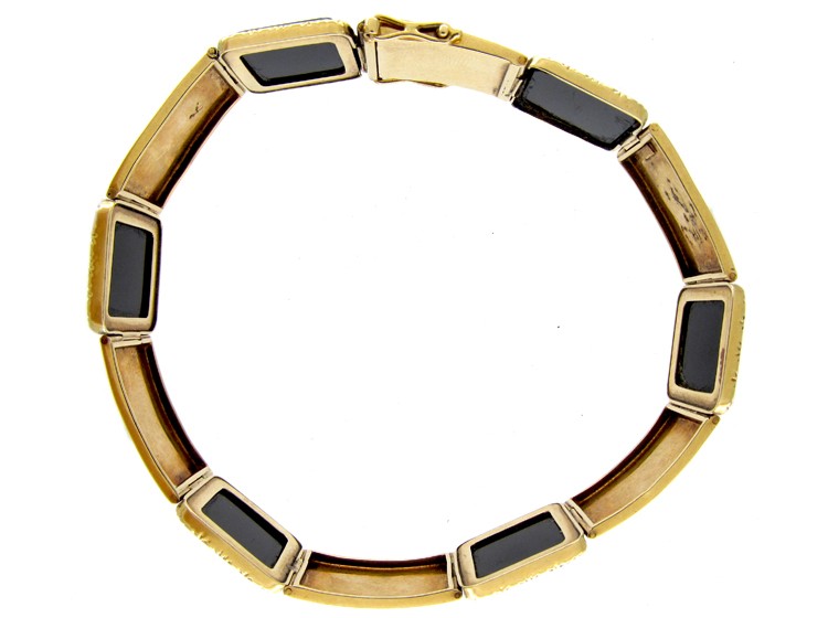 Onyx & 14ct Gold Art Deco Bracelet