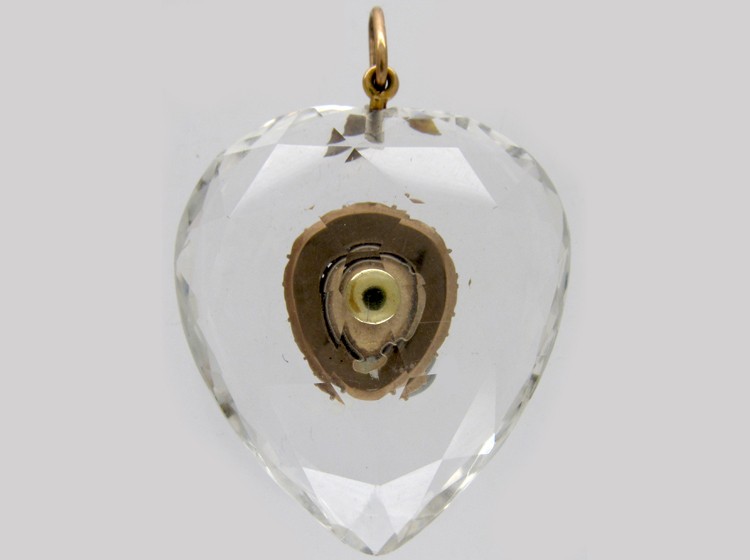 Edwardian Rock Crystal & Flat Cut Garnet Heart Pendant
