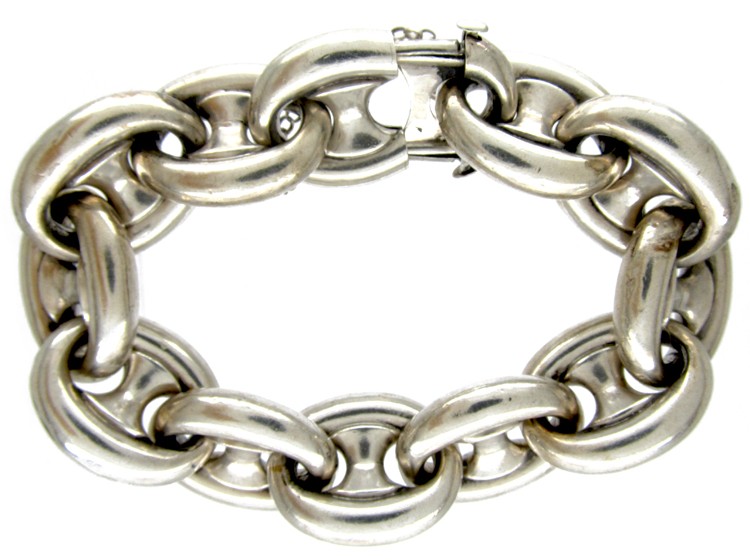 Victorian Silver Large Link Bracelet