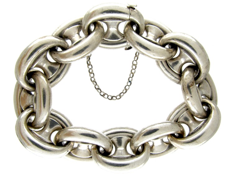 Victorian Silver Large Link Bracelet