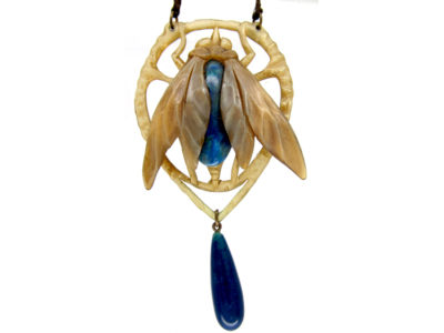 Art Nouveau Carved Horn Bug Pendant