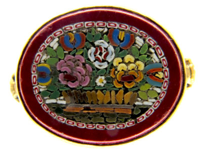 Micro Mosaic Silver Gilt Ring