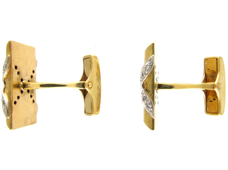 18ct Gold & Diamond Crossover Cufflinks