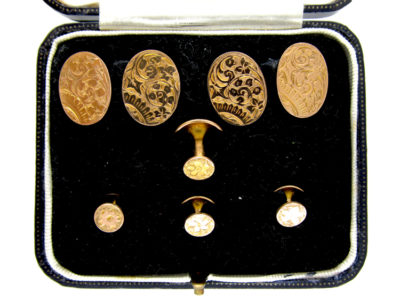 9ct Gold Edwardian Cufflinks & Studs Set