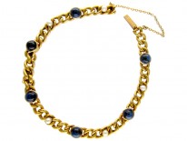 French 18ct Gold & Cabochon Sapphire Bracelet