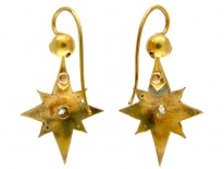 Victorian Coral & Diamond Star Drop Earrings