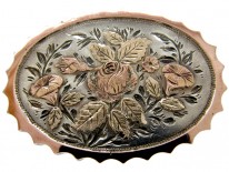 Victorian Silver & Gold Overlay Brooch of a Rose and Lilies