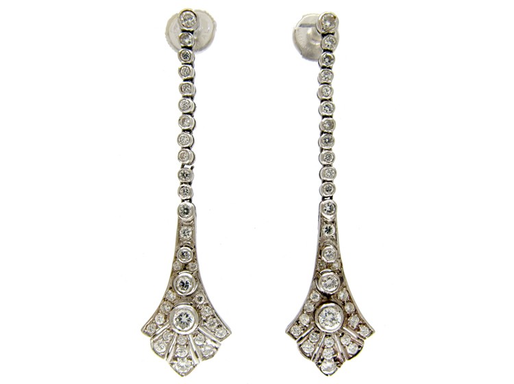 Long Drop Diamond Edwardian Earrings