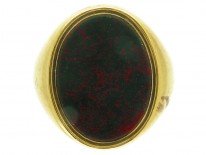 18ct Gold Bloodstone Plain Signet Ring