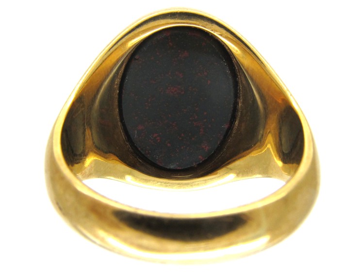 18ct Gold Bloodstone Plain Signet Ring