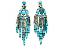 Turquoise & Pearl Fringe Drop Earrings