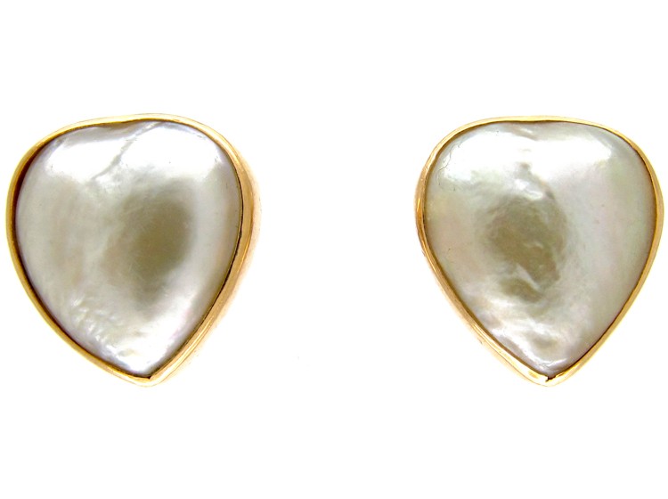 Pearl Heart 18ct Gold Edwardian Earrings