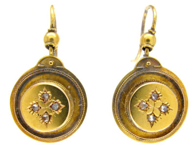 15ct Gold Victorian Diamond Set Drop Earrings