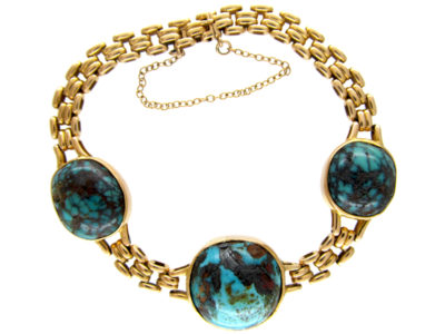 Art Nouveau Turquoise & Gold Bracelet