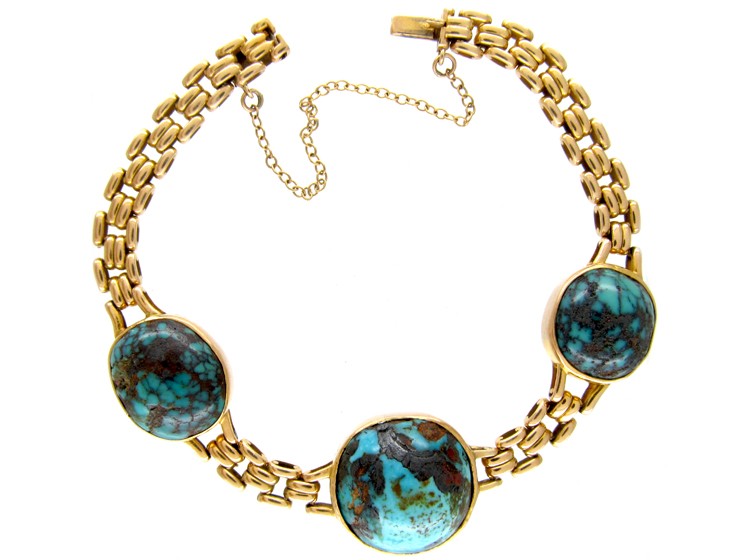 Art Nouveau Turquoise & Gold Bracelet