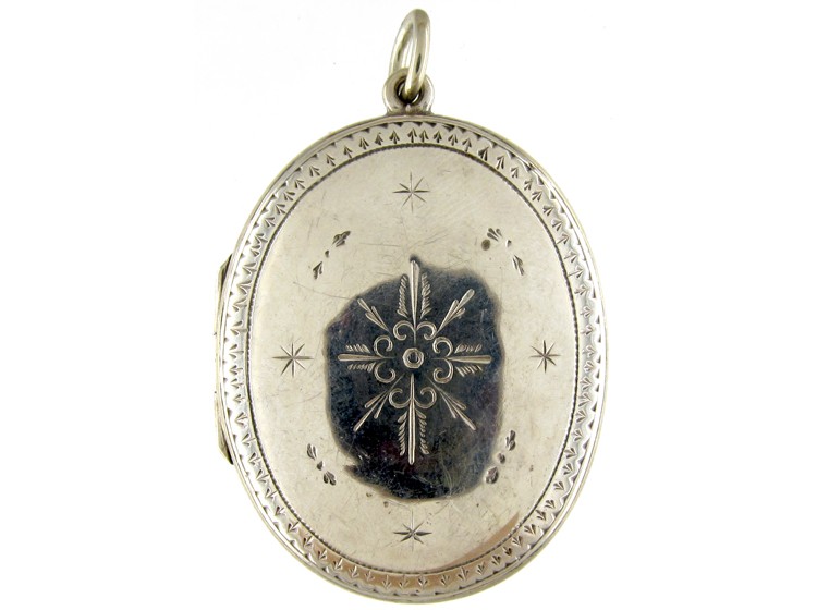Large Oval Silver Victorian Locket