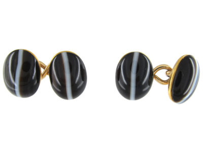 Victorian Banded Onyx 18ct Cufflinks