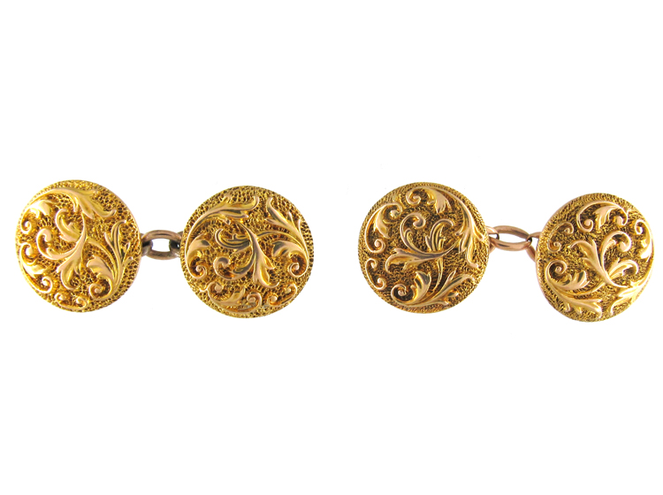 Victorian 18ct Gold Round Cufflinks (C22) | The Antique Jewellery Company