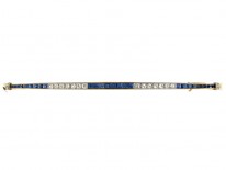 French Art Deco 18ct Gold & Platinum Long Brooch set with Sapphires & Diamonds