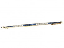 French Art Deco 18ct Gold & Platinum Long Brooch set with Sapphires & Diamonds