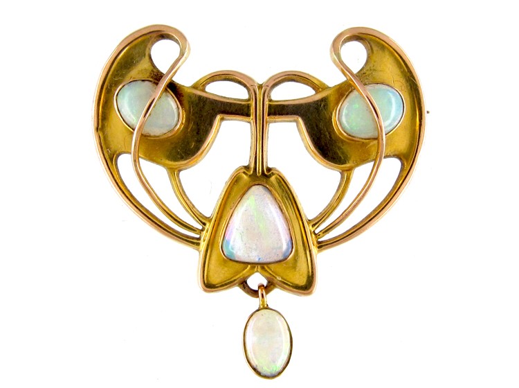 Opal 9ct Art Nouveau Brooch