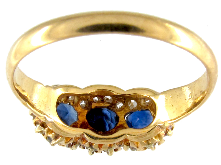 Triple Cluster Sapphire & Diamond Edwardian Ring (231D) | The Antique ...