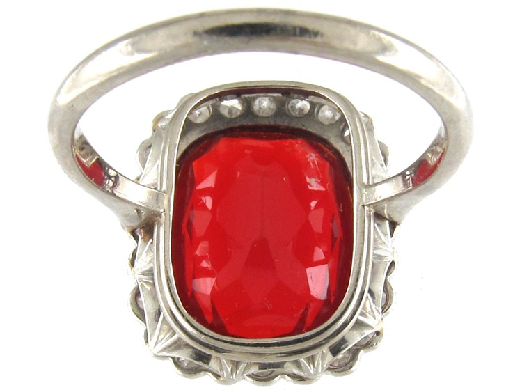 Fire Opal & Diamond Edwardian Ring