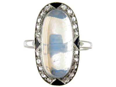 Cartier Moonstone & Diamond Deco Ring