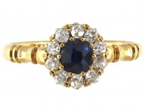Small Sapphire & Diamond Edwardian Cluster Ring
