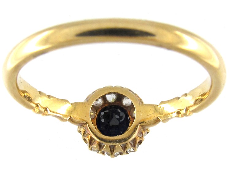 Small Sapphire & Diamond Edwardian Cluster Ring
