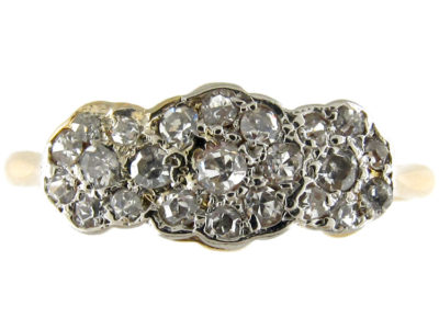 Edwardian Triple Diamond Cluster Ring