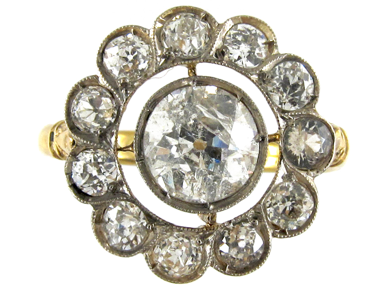 Diamond Edwardian Open Cluster Ring (766D) | The Antique Jewellery Company