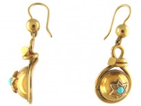 Victorian 9ct Gold & Turquoise Earrings