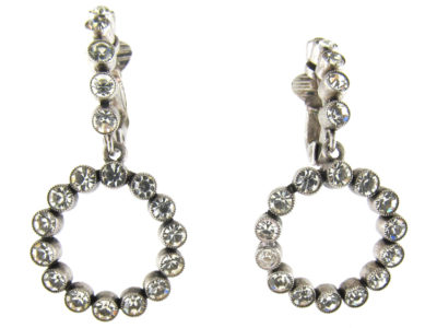 Paste & Silver Edwardian Hoop Earrings