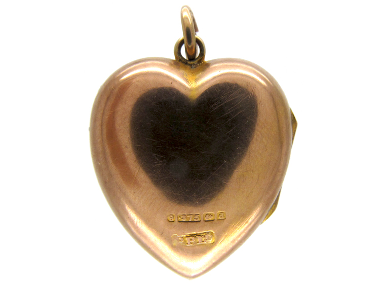 9ct Gold Etruscan Work Heart Locket (279D) | The Antique Jewellery Company