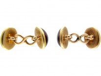 Cabochon Garnet Victorian Gold Cufflinks
