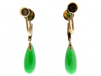 Jade Drop Gold Earrings