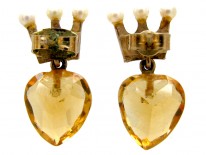 Heart Shape Citrine & Pearl Gold Earrings