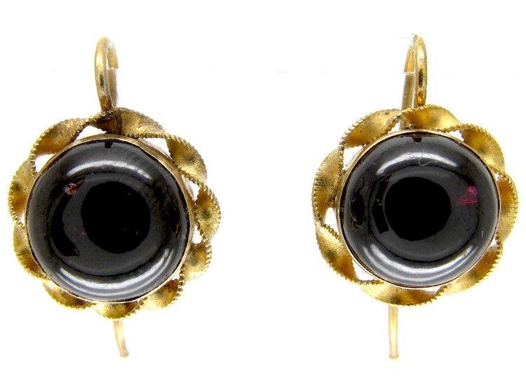 Victorian Gold & Cabochon Garnet Earrings