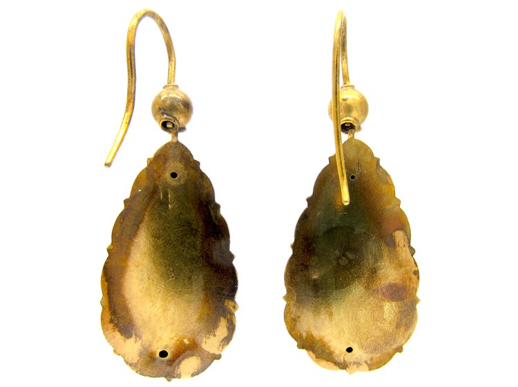 Victorian Drop 15ct Gold & Diamond Earrings