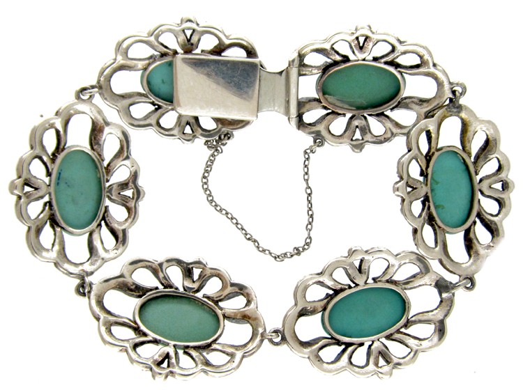 Silver, Marcasite & Turquoise Bracelet