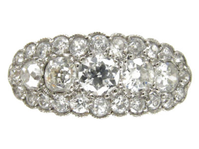 Diamond Boat Shape Cluster Ring