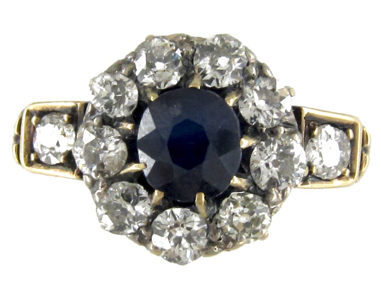 Sapphire & Diamond Cluster Edwardian Ring