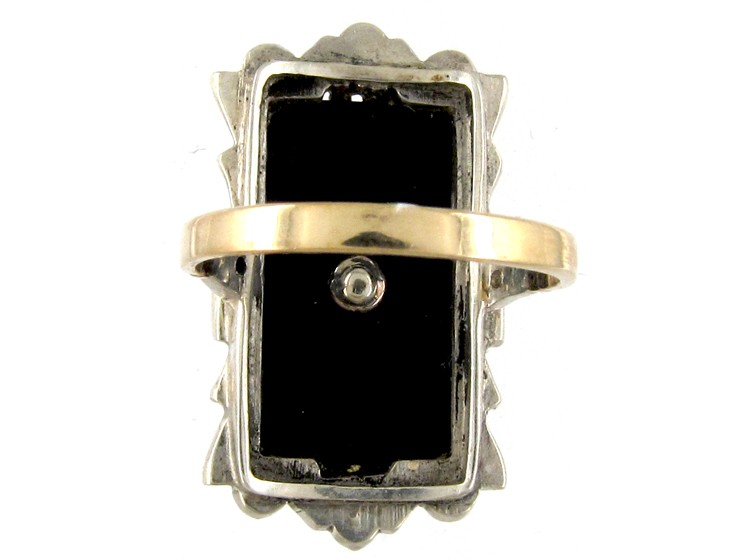 Large Onyx & Diamond Art Deco Ring