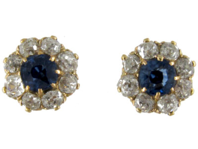 Sapphire & Diamond Cluster Earrings